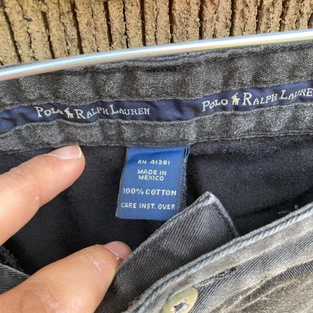 Polo Ralph Lauren Andrew Pant Mens 36x30 Black Double Pleated Chino Trousers Y2K